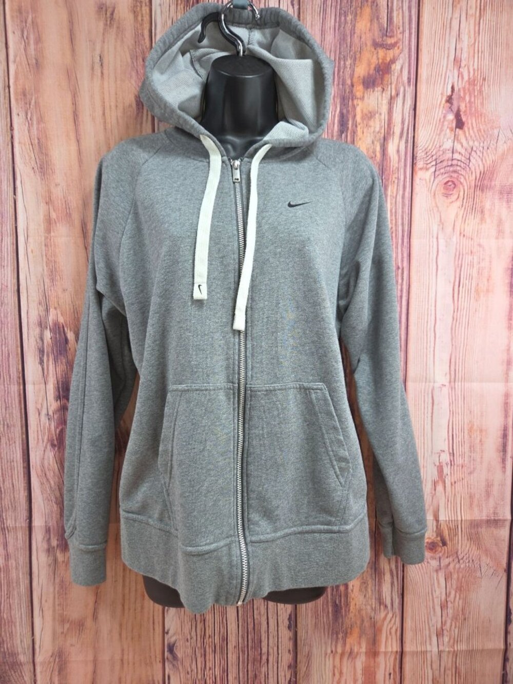 Nike Womens Oversized Gray Full-Zip Hoodie Size Medium
